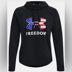 UNDER Armour Women's UA Freedom Logo Fav Hoodie Black Sweater New With Tags XL